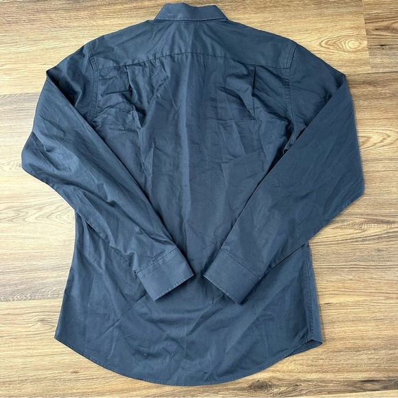 Teddy Stratford Mens Button Up Shirt Casual Navy Blue Long Sleeve Size 3 Zipper - Picture 7 of 12